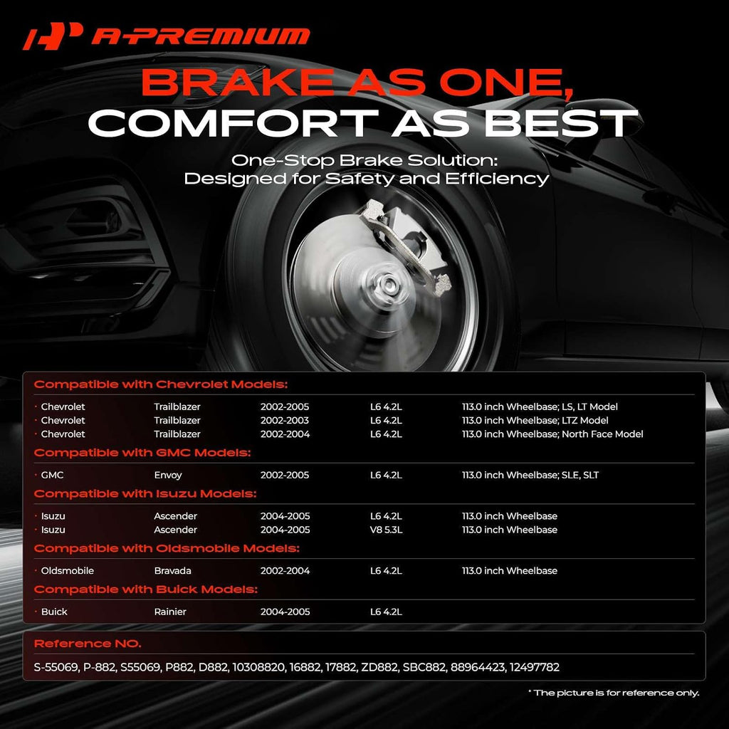 A-Premium 12.01 inch (305mm) Front Drilled and Slotted Disc Brake Rotors + Ceramic Pads Kit Compatible with Select Chevrolet, GMC, Buick, Isuzu and Oldsmobile Models - Trailblazer, Rainier, Envoy