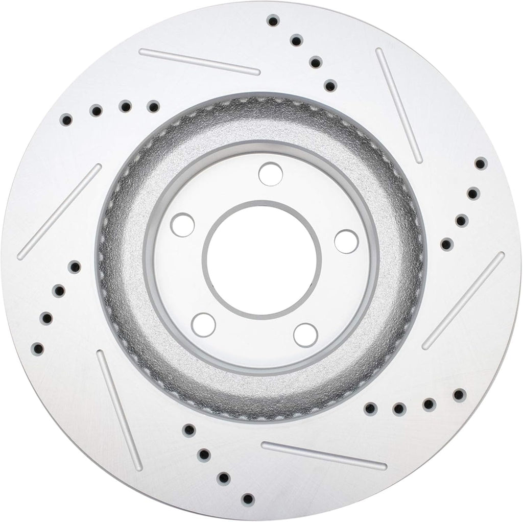 TRQ Performance Front Brake Pad and Rotor Set Ceramic G Coated Drilled Slotted Vented Rotors Compatible with 2007-2014 Ford Edge 2007-2015 Lincoln MKX