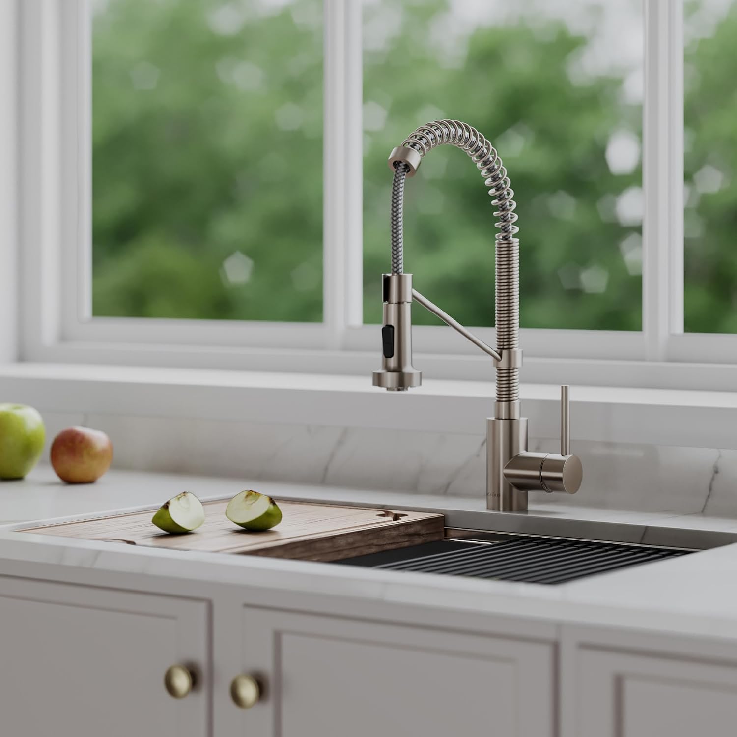 KRAUS Bolden 18-Inch Single Handle Commercial Style Pull-Down Kitchen Faucet with Soap Dispenser in Matte Black, KPF-1610MB-KSD-43MB