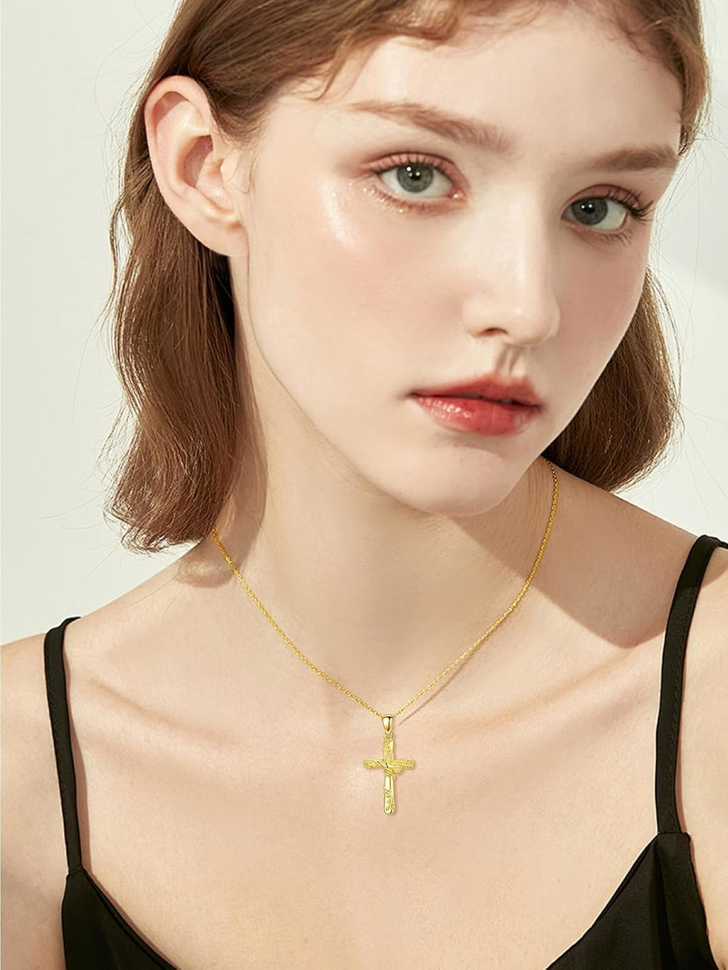 18K Gold Cross Pendant for Women Gold Cross Necklace 18K Gold Jewelry Religious Gift