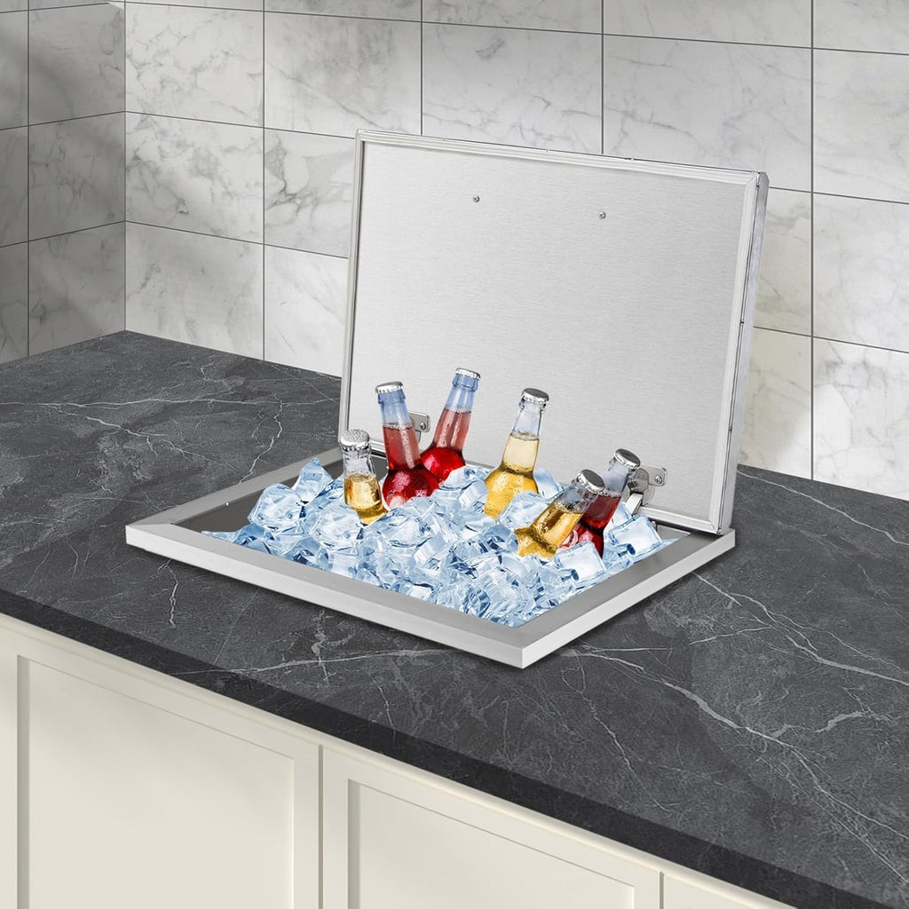 Commercial Stainless Steel Drop-in Ice Bin Chest – Insulated Bar Ice Well for Beverage Service