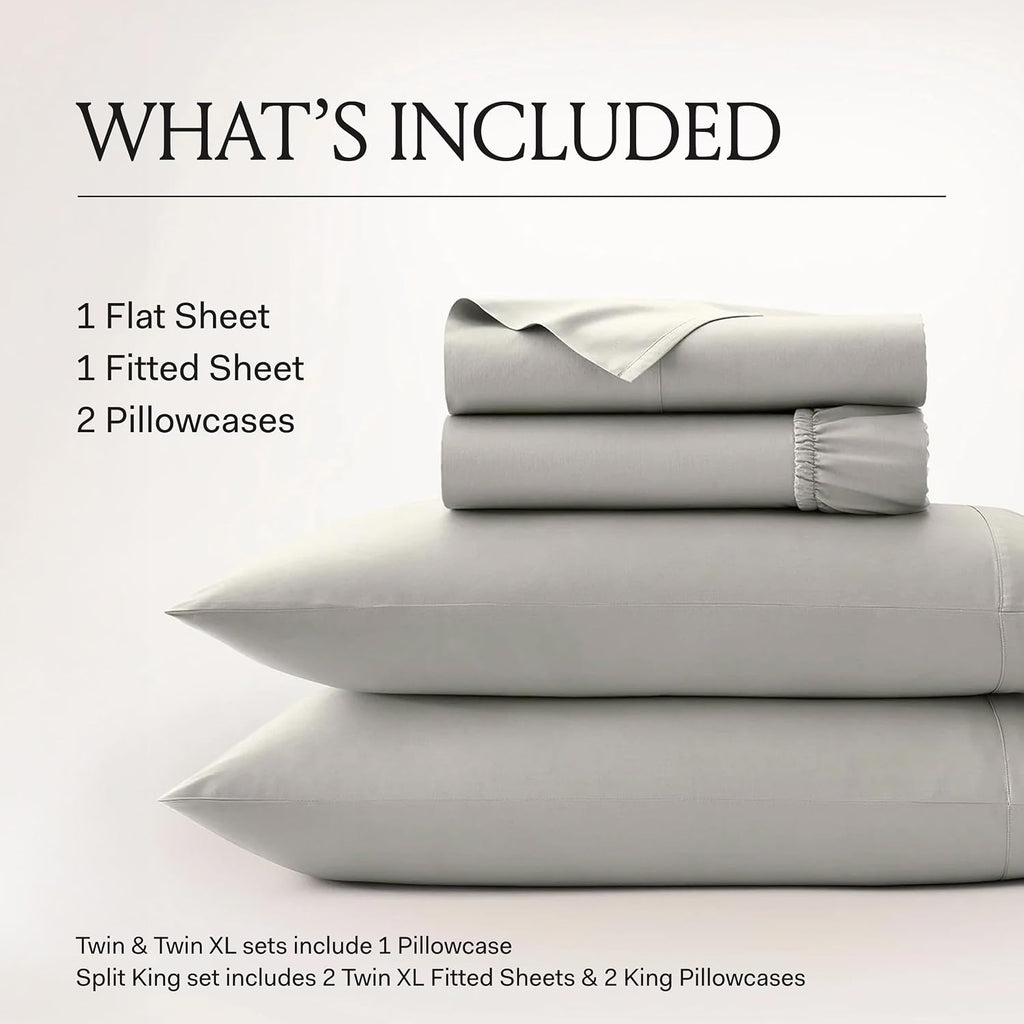 BOLL & BRANCH Signature Hemmed Sheet Set - Twin, Cream - Luxury 100% Organic Cotton - Includes 1 Flat, 1 Fitted, 2 Pillowcases - Buttery Soft