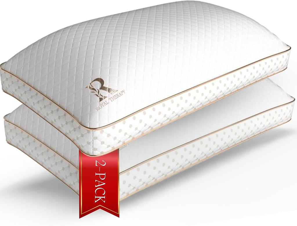 Royal Therapy 2-Pack Queen Memory Foam Pillow, Adjustable Shredded Odor-Free Bed Pillow for Neck & Shoulder Pain Relief, Breathable Support for Back, Stomach, Side Sleepers, AirFlowPRO