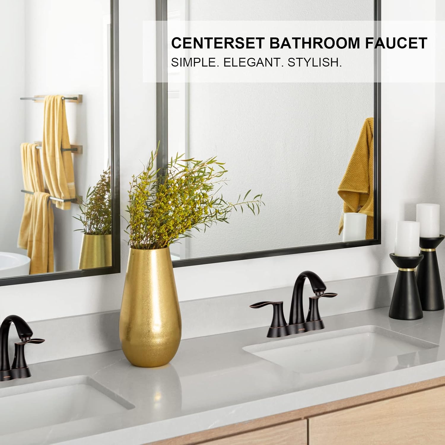 Oil Rubbed Bronze Bathroom Faucet, Lava Odoro Modern Two Handle 4 Inch Centerset Bathroom Sink Faucet Bronze Vanity Faucet with Pop up Drain Assembly Supply Line, Spot-Resistant, BF423-ORB