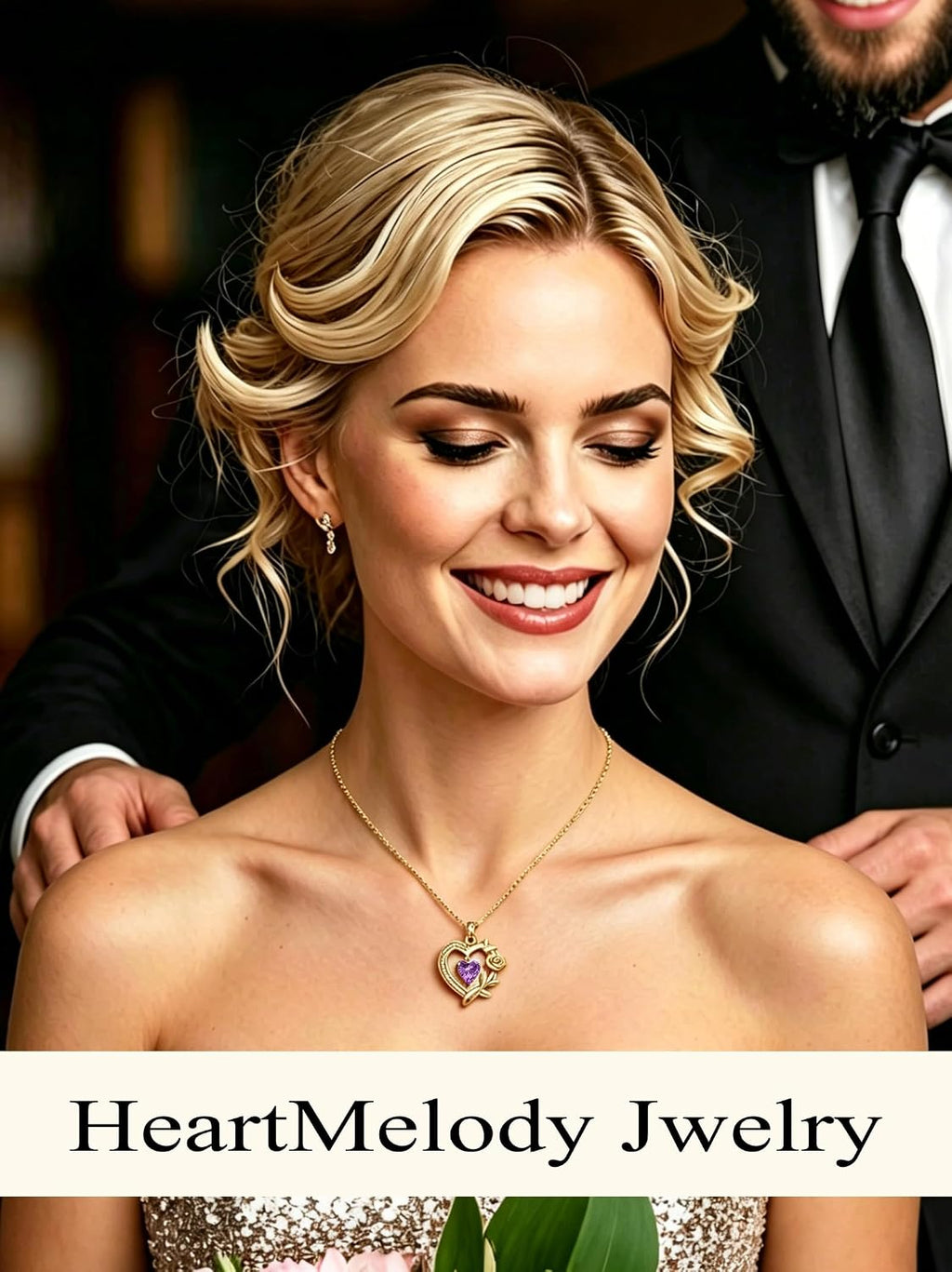 HeartMelody Heart Necklaces for Women Gold,14k 18K White Gold Plated Dainty Rose Butterfly Necklace with Garnet Birthstone Pendant Necklace Everyday Jewelry Birthday Christmas Gifts for Women Mom Her