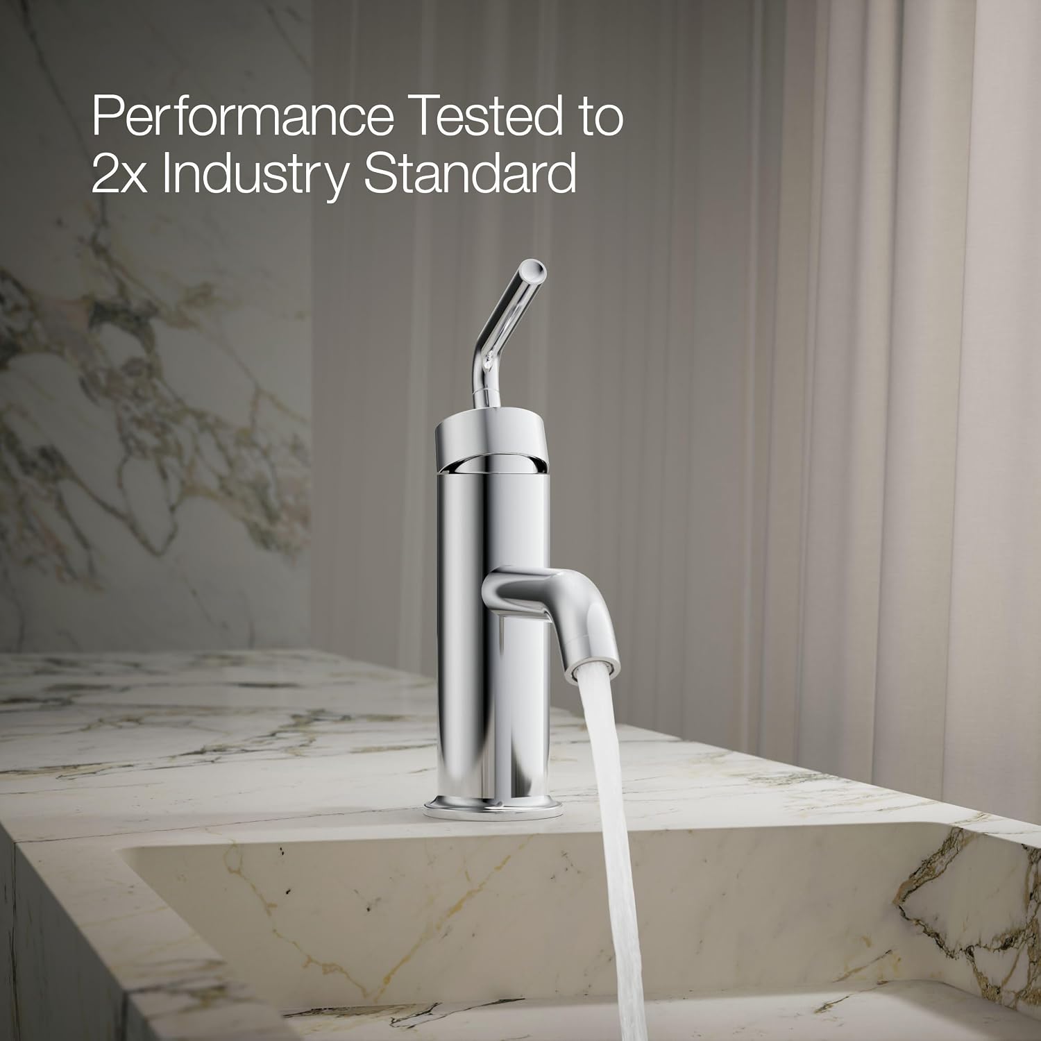 KOHLER K-14402-4A-CP Purist® Single-Handle Bathroom Sink Faucet, Straight Lever Handle, Bathroom Faucets, 1.2 GPM, Polished Chrome