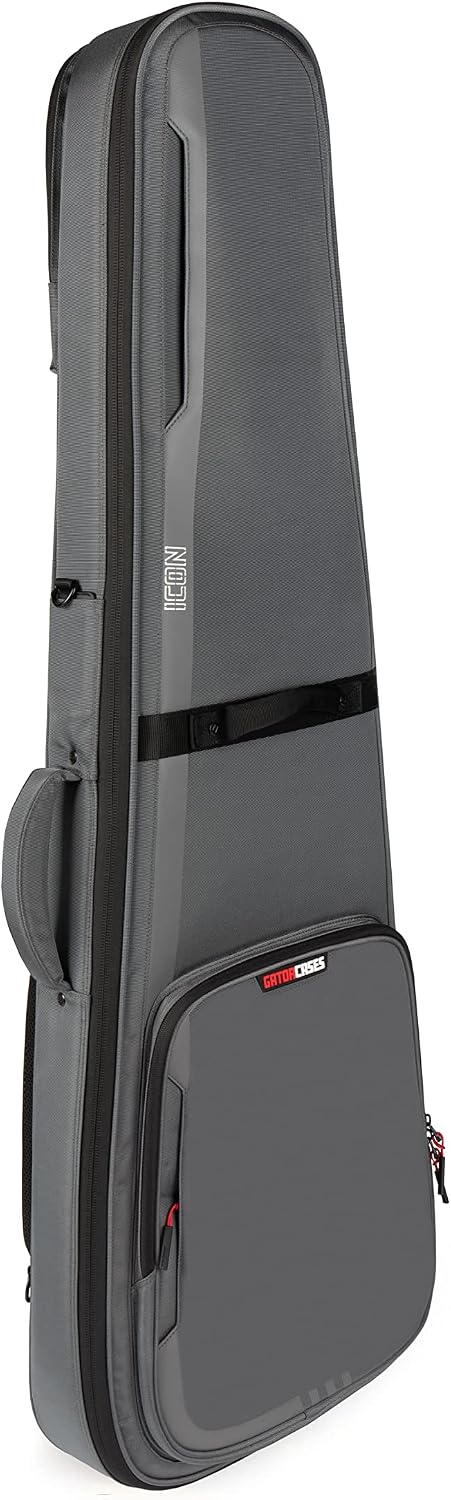 Gator Cases ICON Series Premium Weather Resistant Gig Bag for Bass Guitars with TSA Luggage Lock-Friendly Zipper Pulls; Grey(G-ICONBASS-GRY)