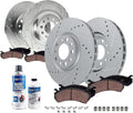 Detroit Axle - Brake Kit for 2014 2015 Jeep Cherokee [with Code BRG], Drilled and Slotted Disc Brake Rotors Ceramic Brakes Pads with Hardware Replacement : 12.99' inch Front and 12.60' inch Rear Rotor