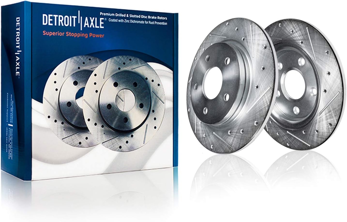 Detroit Axle - Brake Kit for 19-22 Mercedes-Benz A220, 20-22 CLA250, Drilled and Slotted Disc Brakes Rotors Ceramic Brake Pads 2020 2021 2022 Replacement : 12.52' inch Front and 11.61' inch Rear Rotor