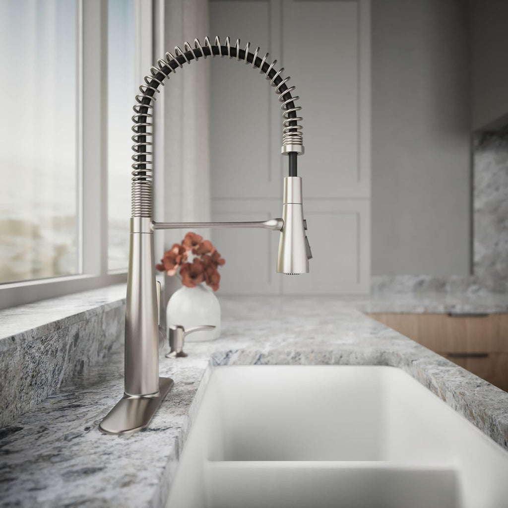 KOHLER K-R22745-SD-VS Semi-Professional Kitchen Sink Faucets with Soap Dispenser, Commercial Kitchen Faucets with Pull Down Sprayer, Vibrant Stainless