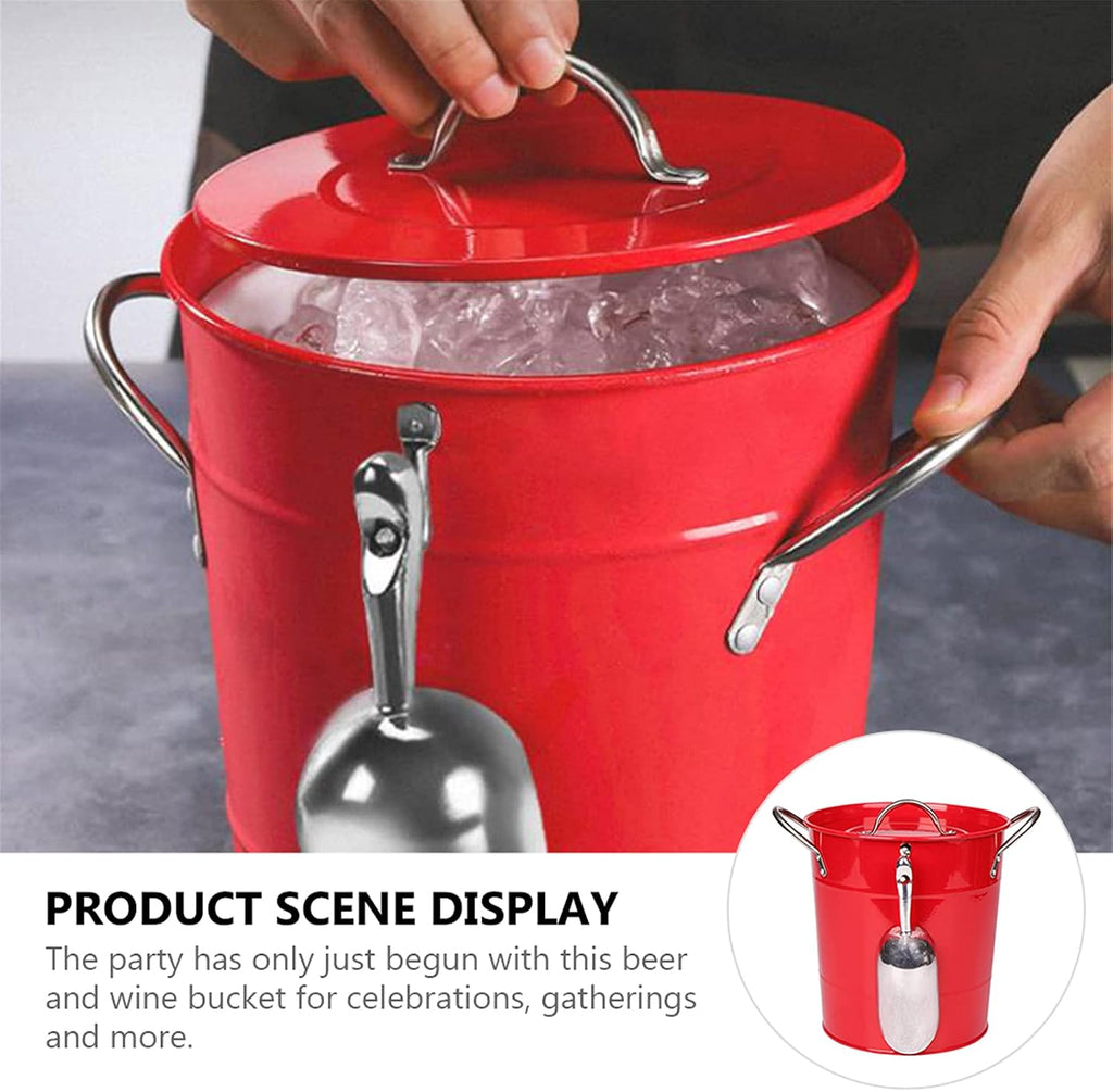Ice Bucket,Ice Bucket with Lid and Ice Tongs,3.5L Metal Double Walled Ice Bucket Set, Home Kitchen Gifts with Lid, Modern Ice Bucket, Ice Buckets for Parties, Durable Ice Bucket, Ideal for P