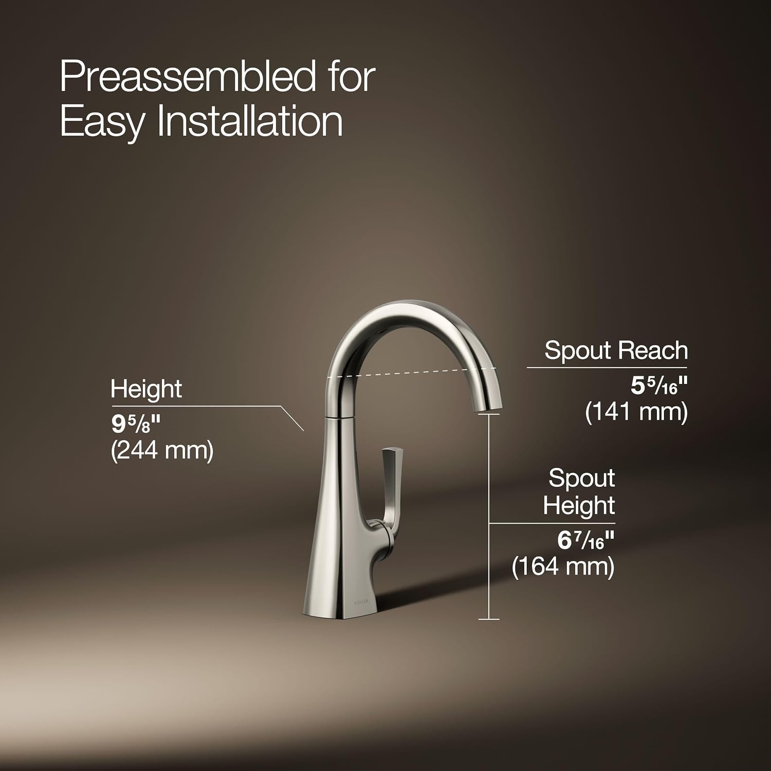 Kohler K-24134-SN Graze Beverage Faucet, Polished Nickel