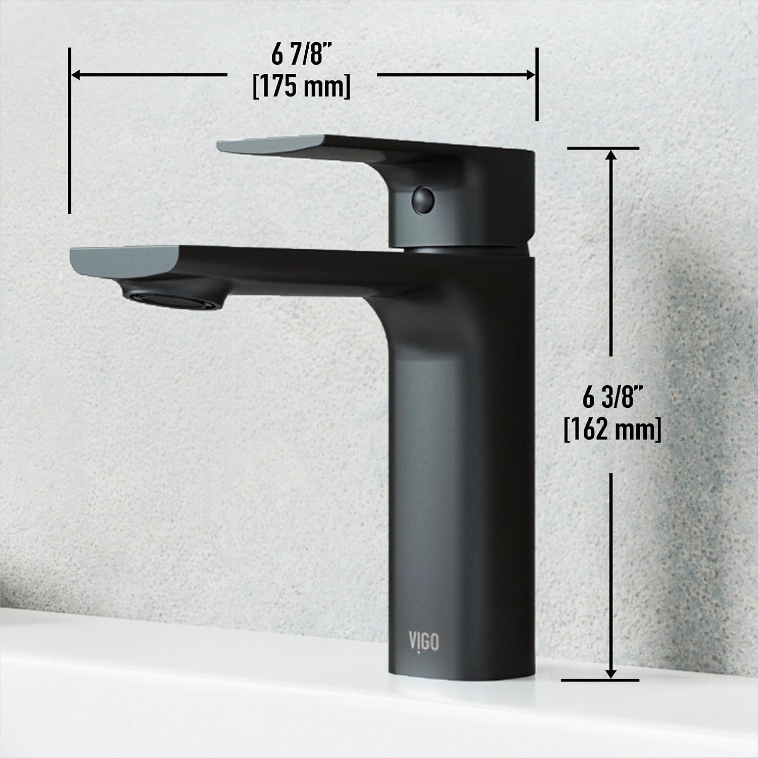 VIGO Davidson Single-Handle Single-Hole Mount Bathroom Sink Faucet, 6-Inch, Matte Black, Modern Design, Solid Brass, 1.2 GPM WaterSense & Ceramic Disc Valve, Corrosion-Resistant