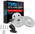 TRQ Performance Front Brake Pad and Rotor Set Ceramic Coated Drilled Slotted Vented Rotors Compatible with 2003-2008 Honda Pilot 2005 Accord