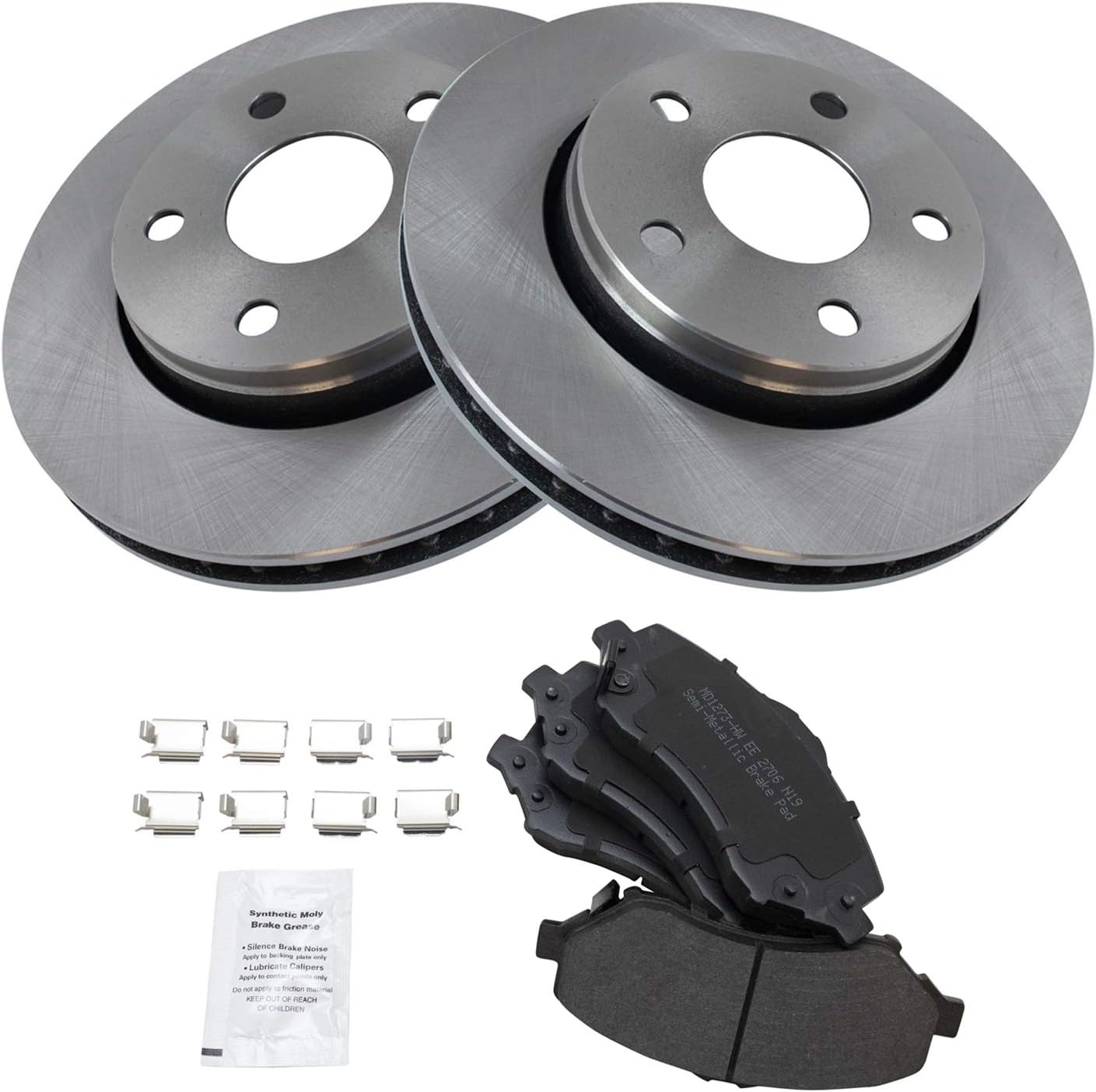 TRQ Front Brake Pad and Rotor Set Semi Metallic Vented Rotors Compatible with 2007-2017 Jeep Wrangler 2018 Wrangler JK
