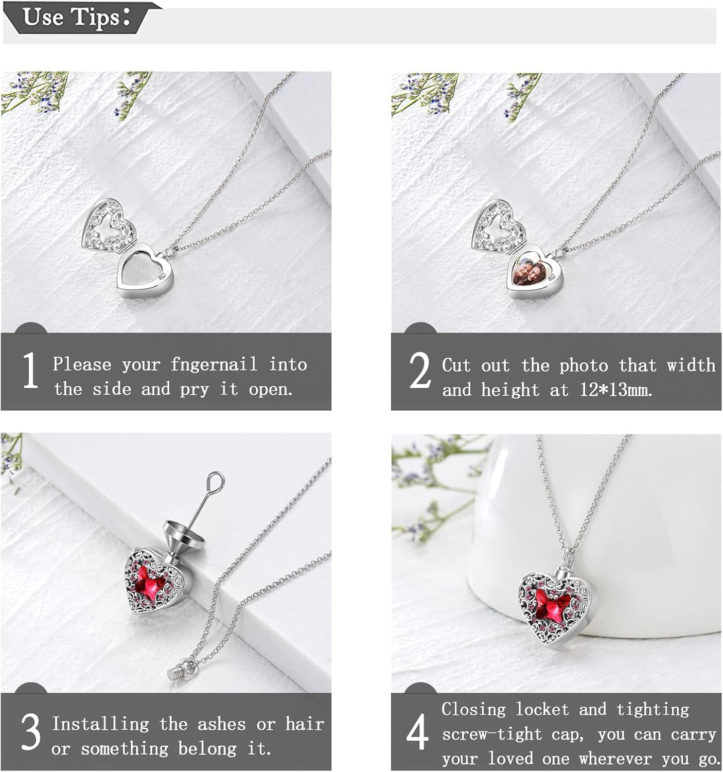 Dorunmo Personalized Heart Urn Locket Necklace for Ashes and Pictures 925 Sterling Silver Customized Locket Memorial Keepsake Cremation Jewelry for Ashes for Women Men Keep Someone Near to You
