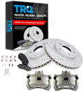 TRQ Performance Front Brake Pad and Rotor Set Ceramic Vented Coated Rotors Calipers Compatible with 2007-2012 Dodge Caliber