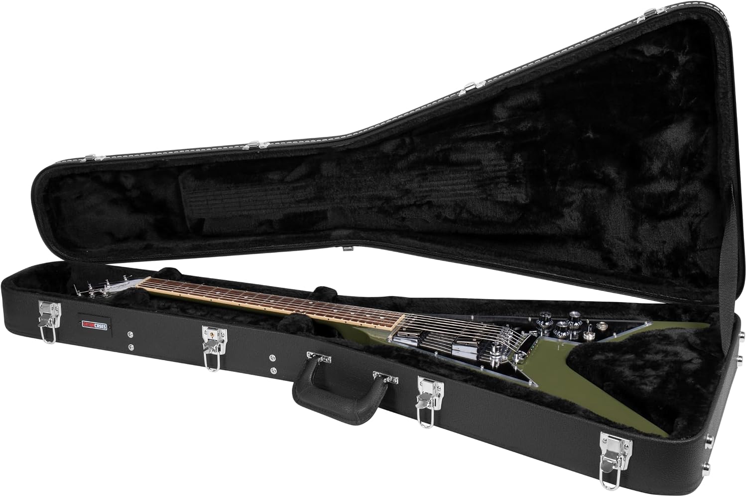 Gator Cases Deluxe Wood Case for Flying V Style Electric Guitars; (GW-FLYV)