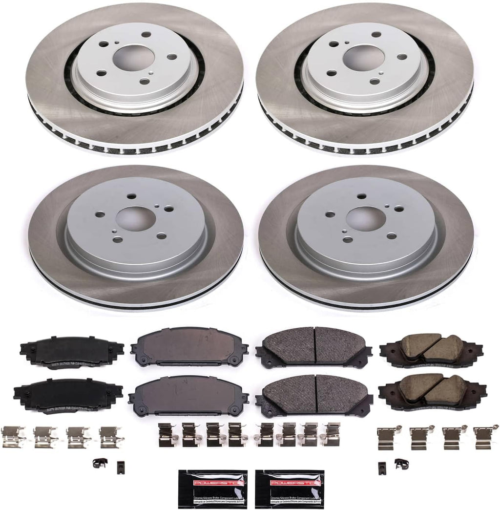 Power Stop SC7606 Front and Rear Brake Kit With Semi-Coated Brake Rotors and Ceramic Brake Pads & Hardware For 2016-2022 Lexus RX350 | 2018-2022 RX350L | 2016-2022 RX450h | 2018-2022 RX450hL