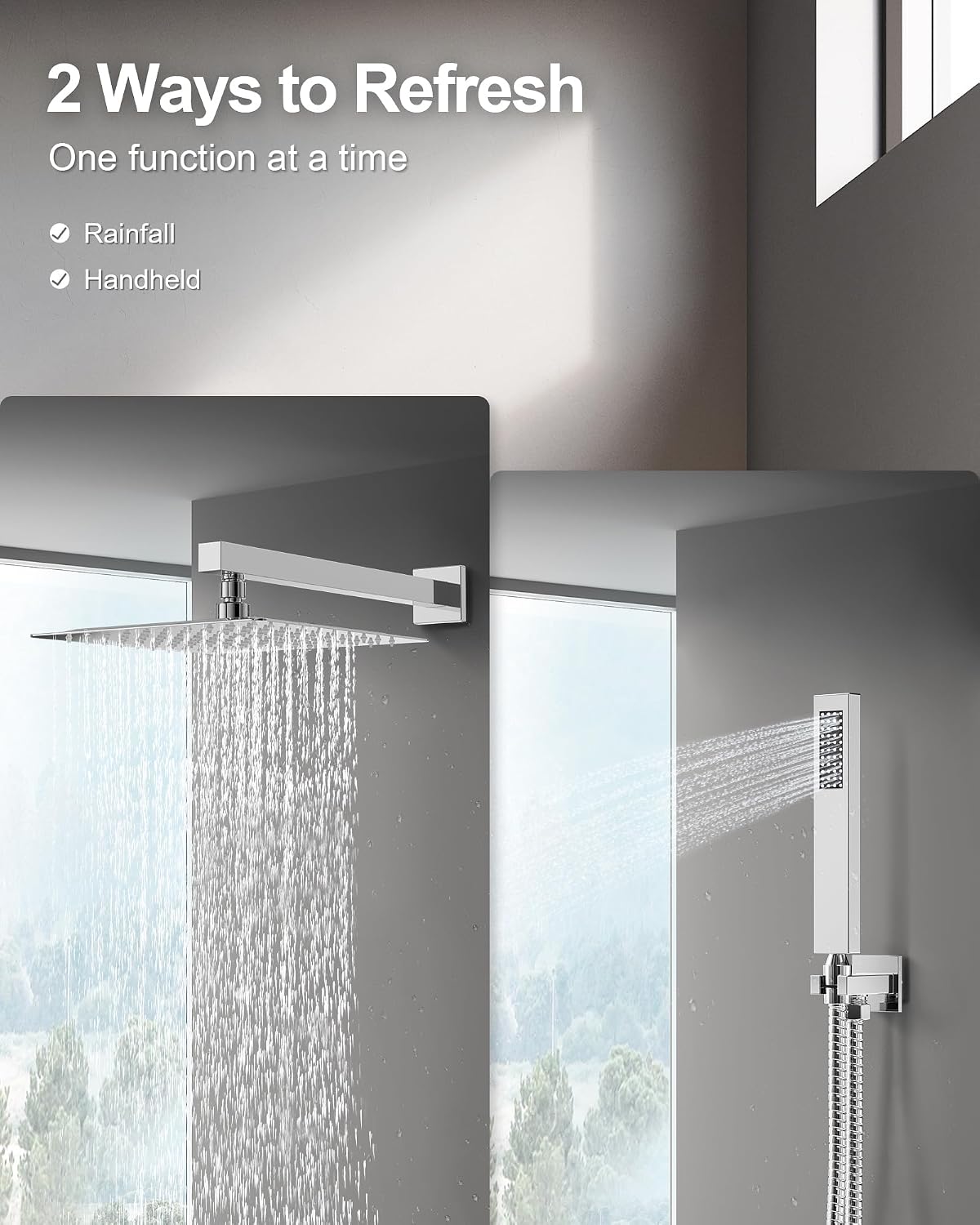 10 Inch Shower Faucet Set, High Pressure Rainfall Shower Head and Handheld Sprayer Combo, Polished Chrome