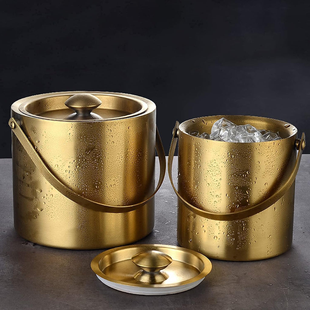 Ice Bucket with Lid and Ice Tongs,Ice Bucket,for Home Bar 2L/3L Stainless Steel Double Wall Bar Ice Bucket Set