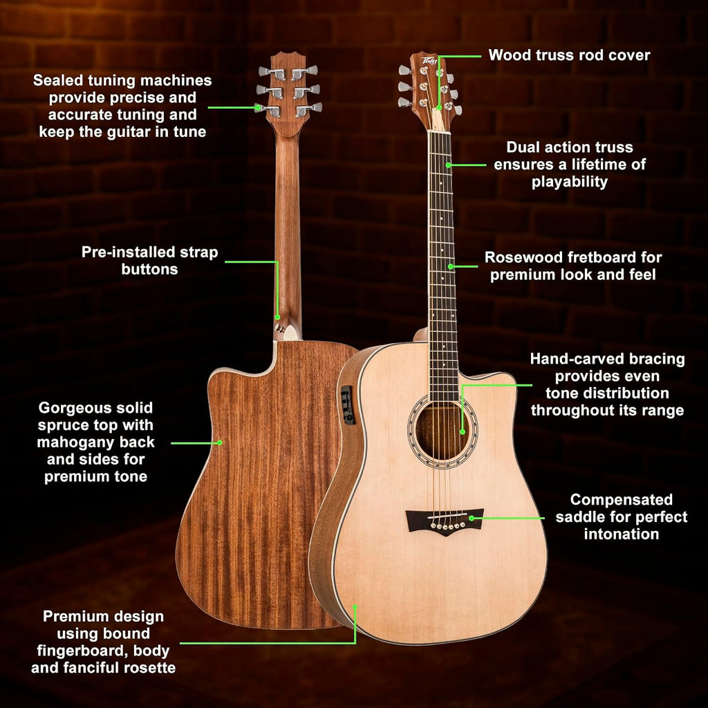 Peavey Delta Woods™ DW-2 CE™ Solid Top Cutaway Acoustic-Electric Guitar with Electronics