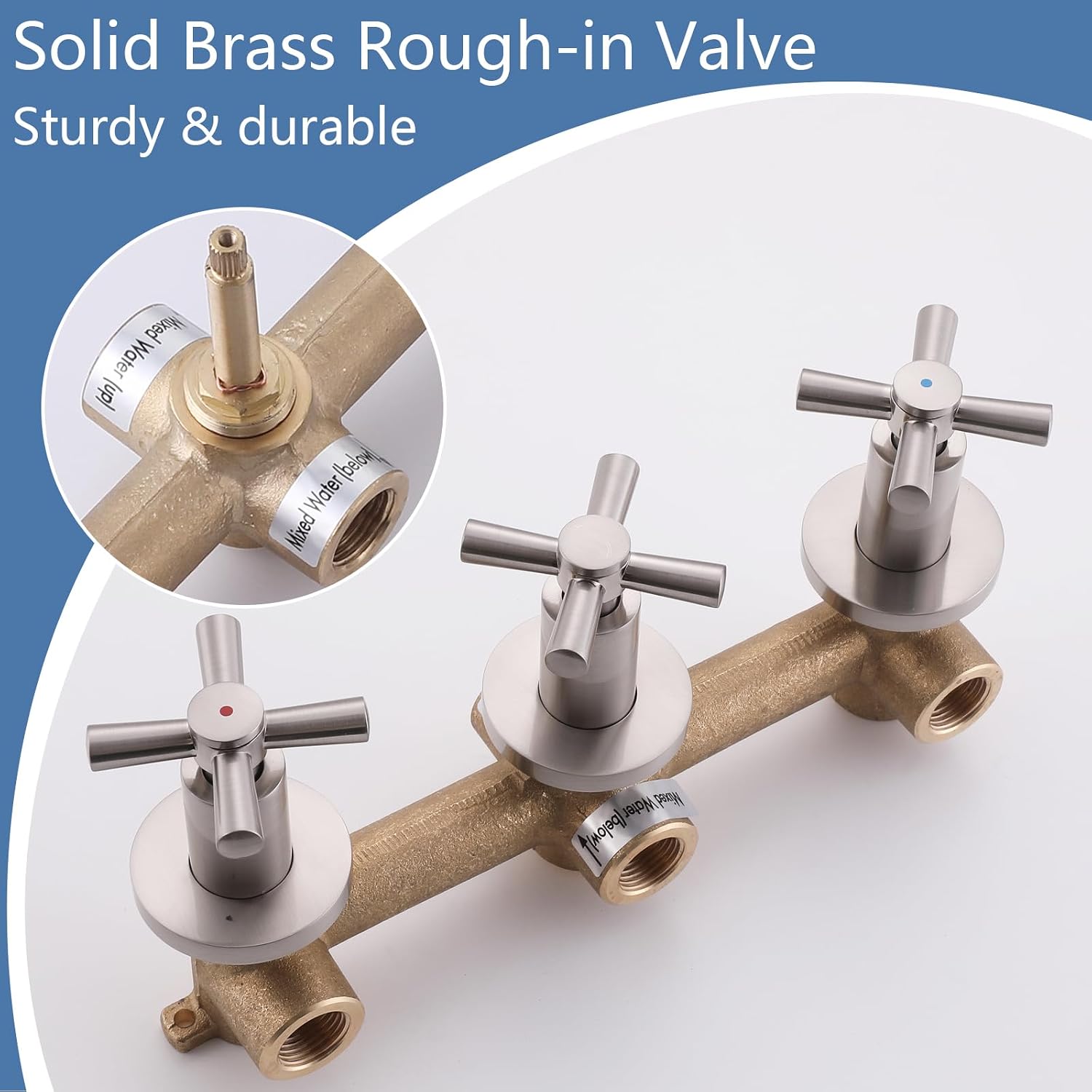 3 Handles Shower Faucet Set with Tub Spout Bathtub Shower Faucets Combo Set Shower System Complete Tub and Shower Trim Kit Shower Fixtures Brushed Nickel