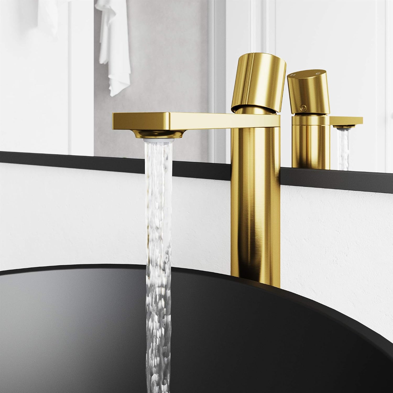 VIGO Gotham Single-Handle Single-Hole Mount Vessel Bathroom Sink Faucet, 12-Inch, Matte Brushed Gold, Modern Design, Solid Brass, 1.2 GPM WaterSense & Ceramic Disc Valve, Corrosion-Resistant
