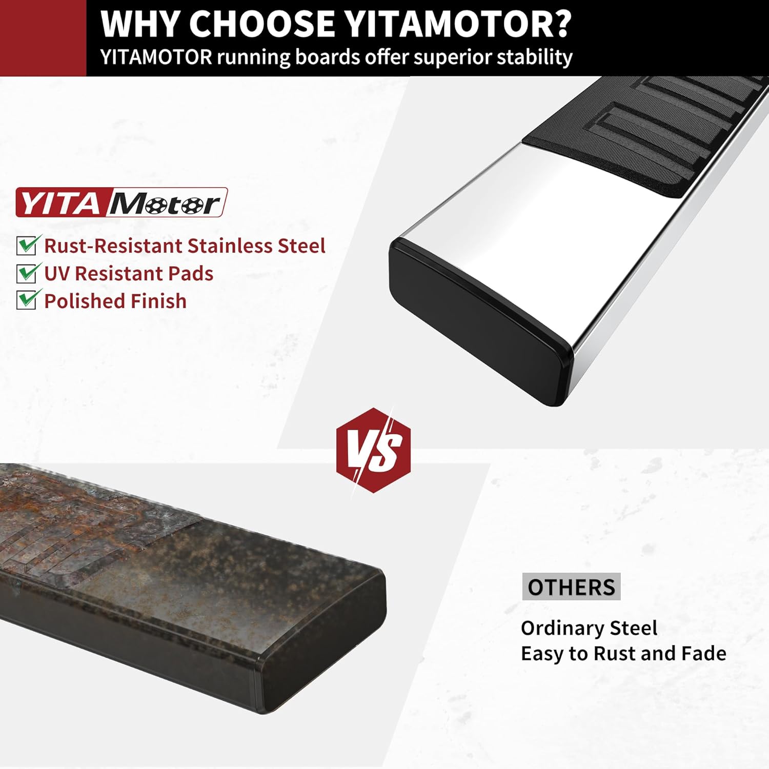 YITAMOTOR 6.5 Inches Running Boards Compatible with 2019-2026 Chevy Silverado/GMC Sierra 1500 Crew Cab, 2020-2026 2500HD 3500HD, Running Boards for Silverado Crew Cab, Side Step Bars Stainless Steel