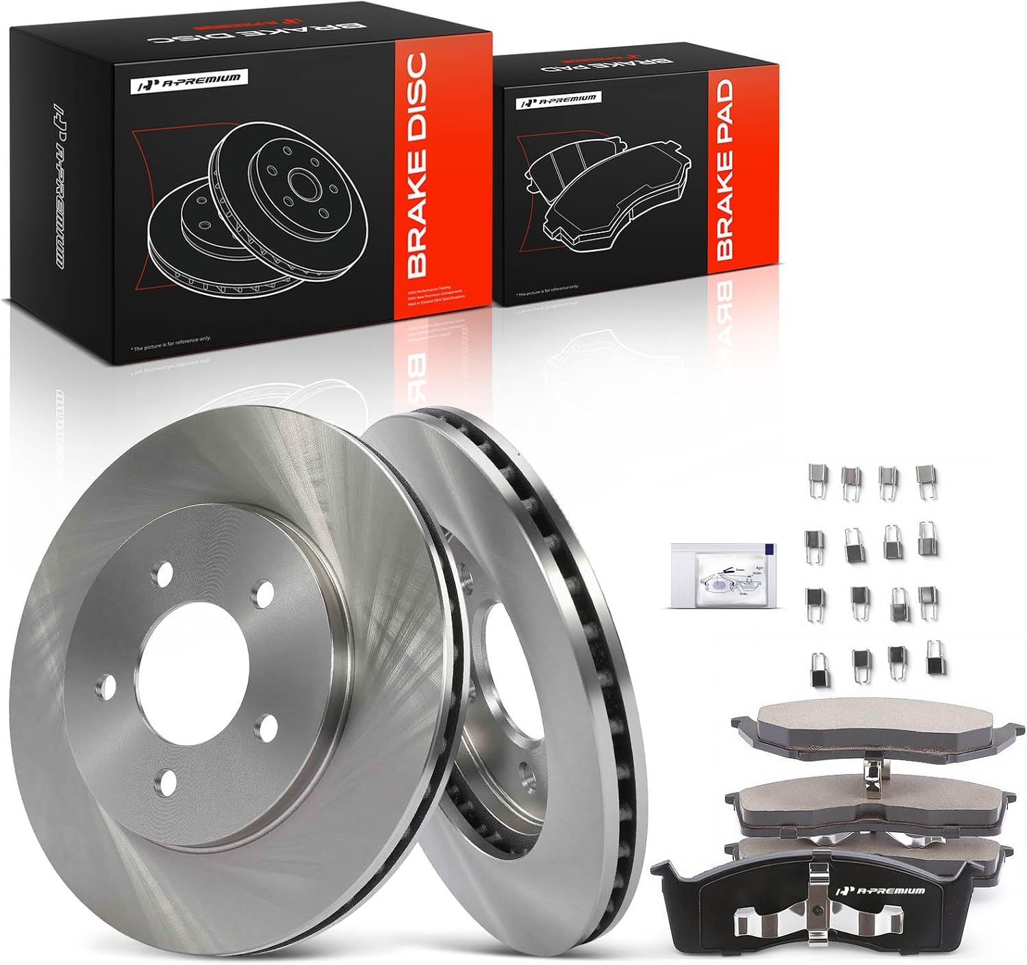 A-Premium 11.10 inch (282mm) Front Vented Disc Brake Rotors + Ceramic Pads Kit Compatible with Select Dodge, Chrysler and Plymouth Models - Grand Caravan, Town & Country, Grand Voyager, Prowler, 6-PC