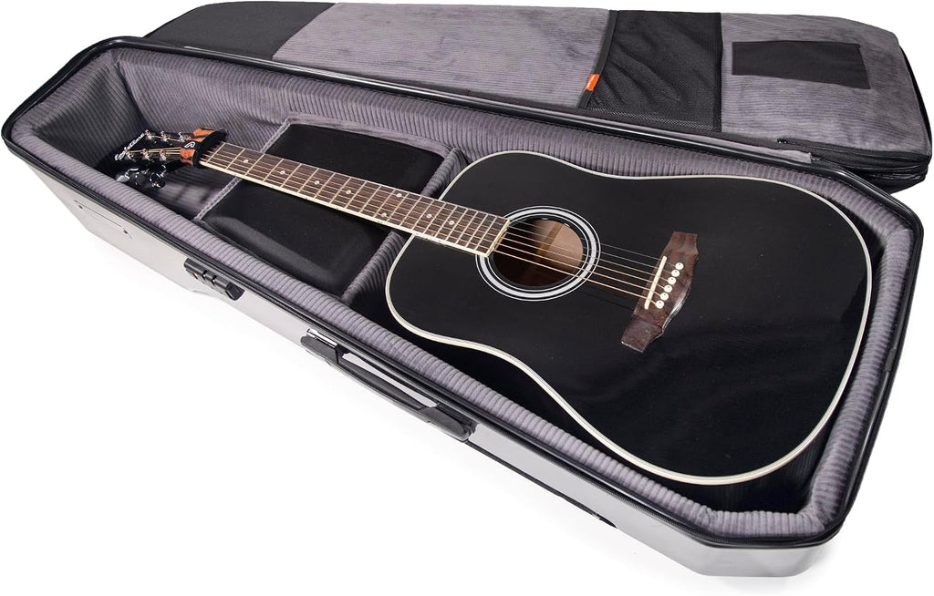 Gruv Gear Acoustic Guitar Case Hard, Patented Acoustic Guitar Gig Bag with Adjustable Backpack Straps, Easy Rolling Wheels, Travel Approved, Multiple Pockets for Guitar Accessories, Holds 1 Instrument
