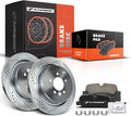 A-Premium 13.78 inch (350mm) Rear Drilled and Slotted Disc Brake Rotors + Ceramic Pads Kit Compatible with Select Land Rover Model - Range Rover Sport 2006-2013, LR4 2010-2016, LR3 2005-2009, 6-PC Set