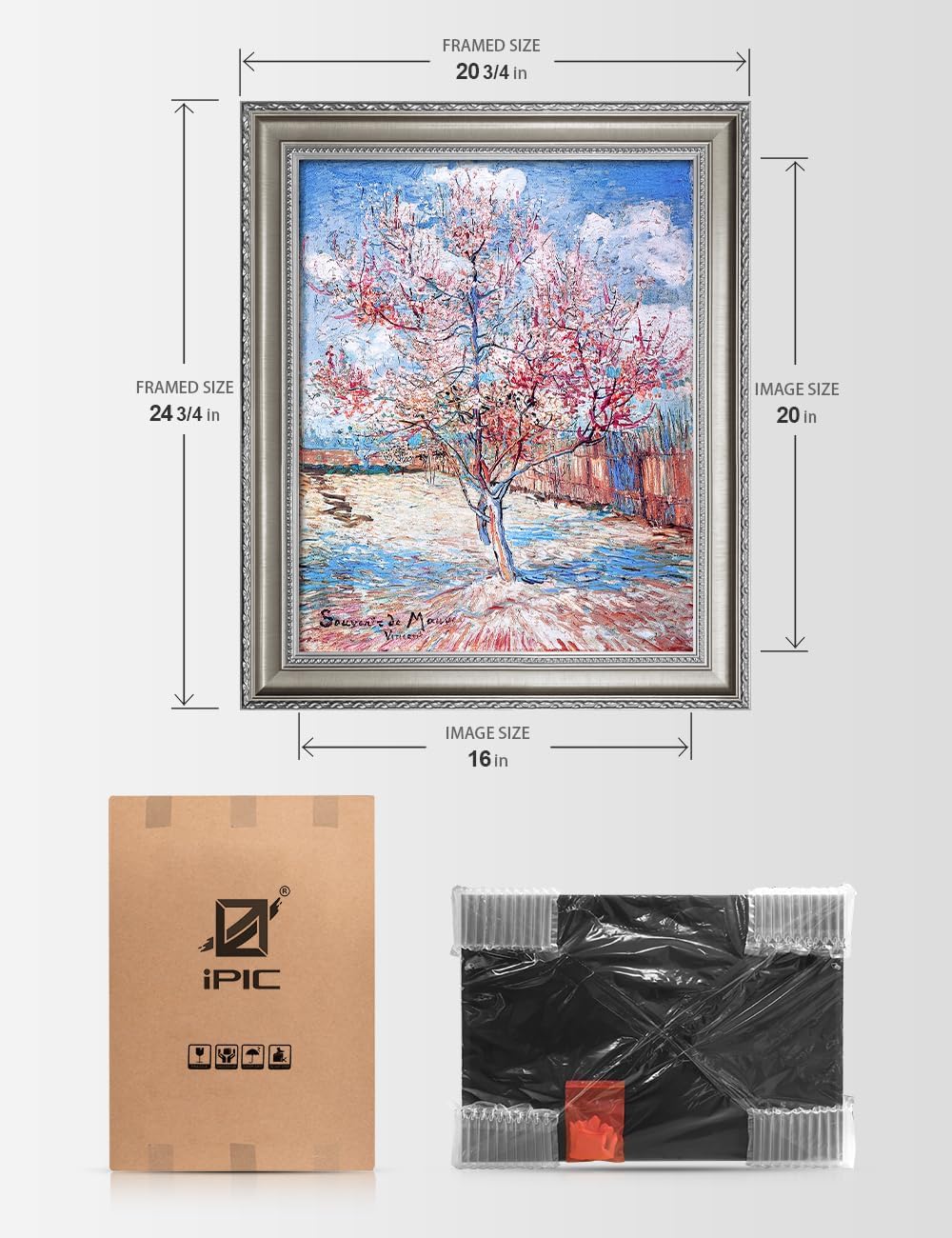IPIC - Vincent Van Gogh's Reminiscence of Mauve, Classic World Art Reproduction. Giclee Prints on Acid Free Cotton Canvas with Solid Wood Frame, Total size: W 24.8' x H 20.8'