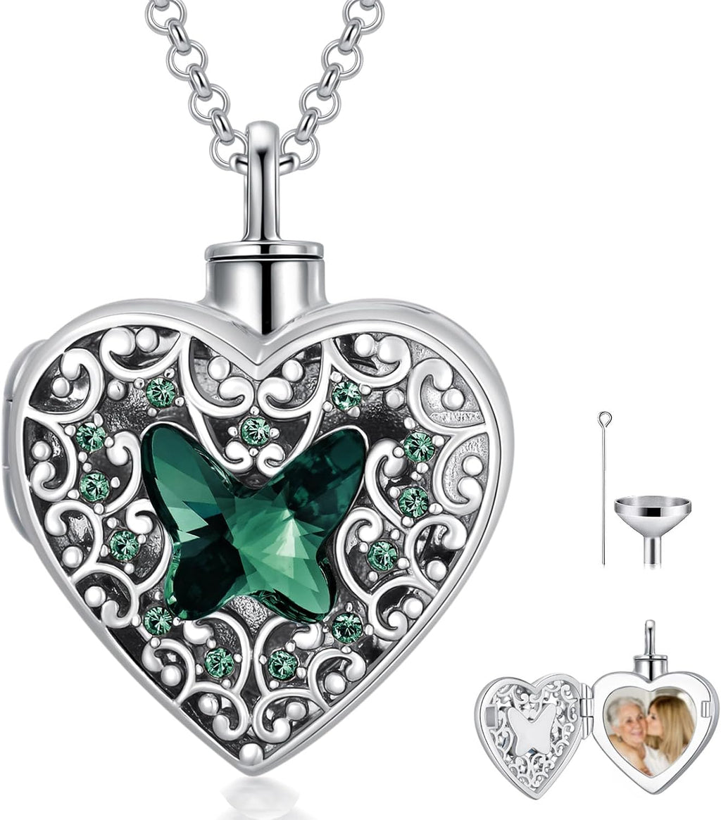 Dorunmo Personalized Heart Urn Locket Necklace for Ashes and Pictures 925 Sterling Silver Customized Locket Memorial Keepsake Cremation Jewelry for Ashes for Women Men Keep Someone Near to You