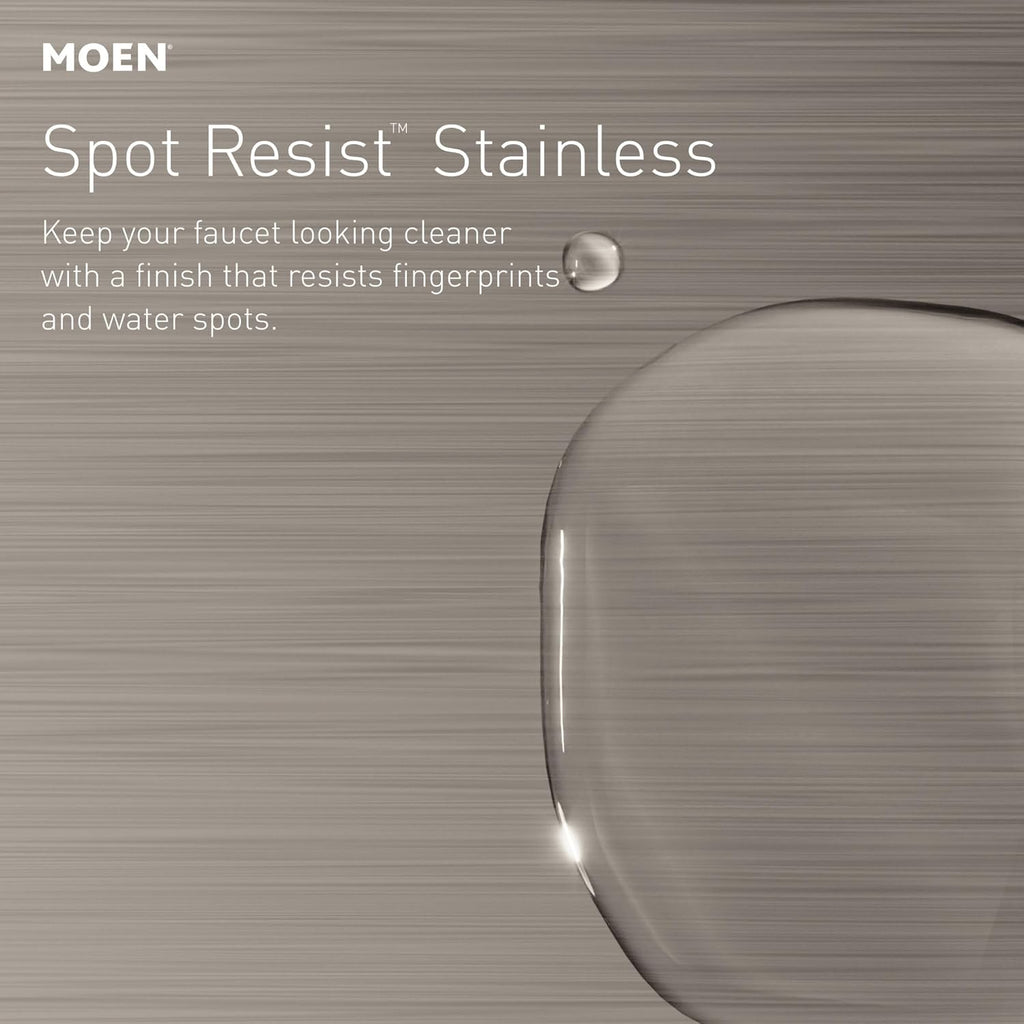 Moen 87042SRS Edison One-Handle High Arc Kitchen Faucet with Side Sprayer and Soap Dispenser, 4-Hole, Spot Resist Stainless
