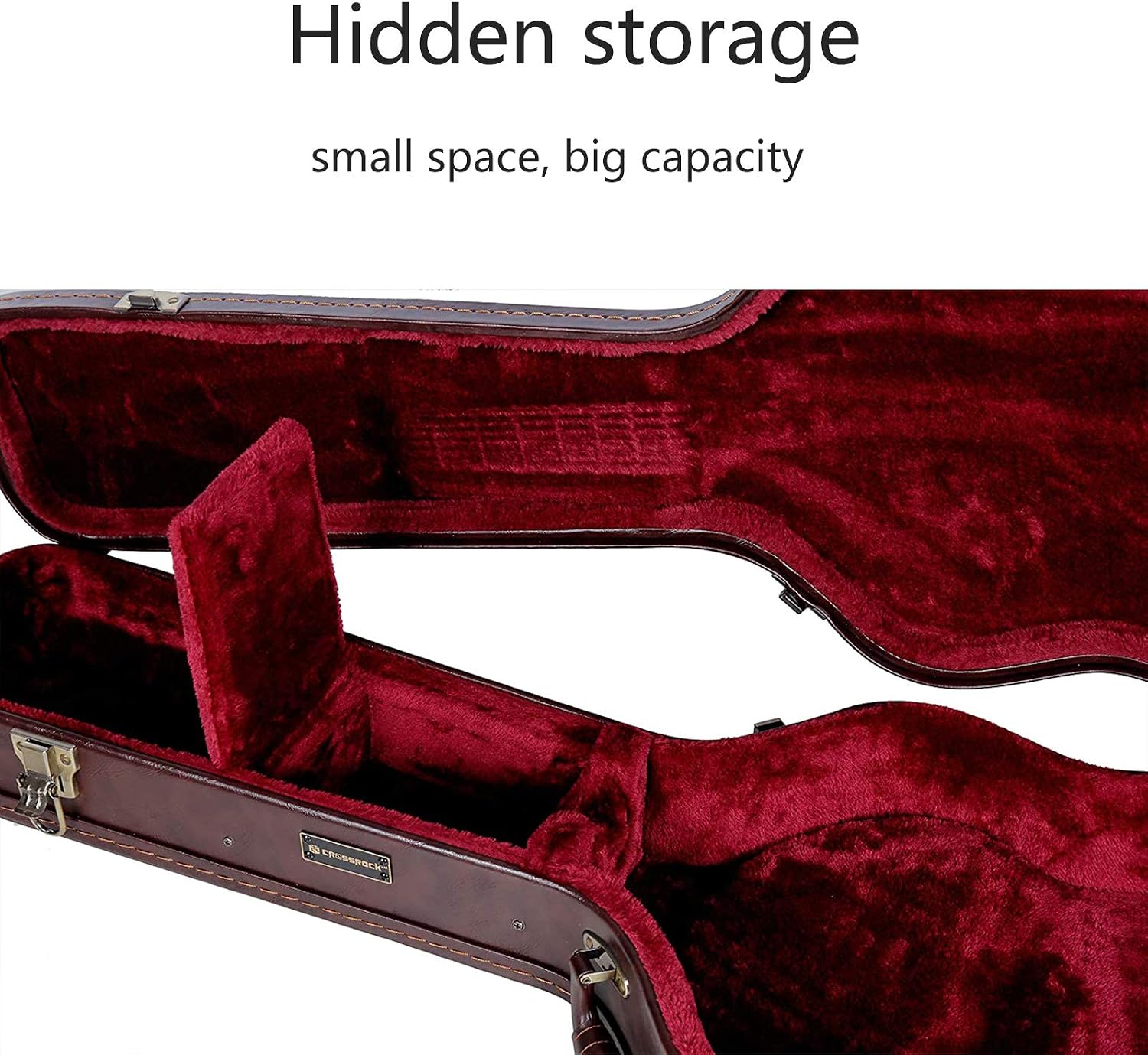 Crossrock Wooden Classical Guitar Case for 4/4 Full Size | Arched Top Design, Plush Interior, Metal Latches, Storage Compartment – Durable Hard Shell-Vintage Brown (CRW600CBR)