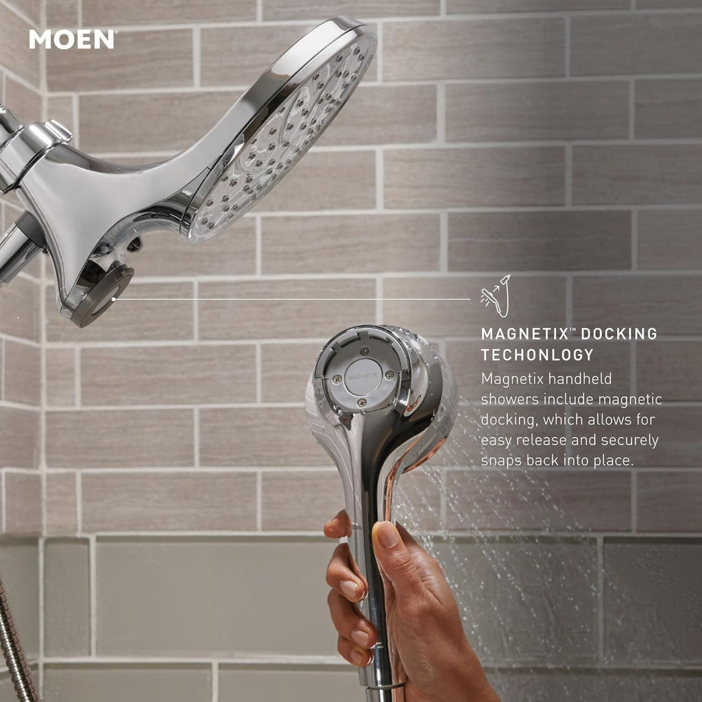 Moen Engage Magnetix Six-Function 5.5-Inch Handheld Showerhead with Magnetic Docking System, Oil Rubbed Bronze, 3662EPORB