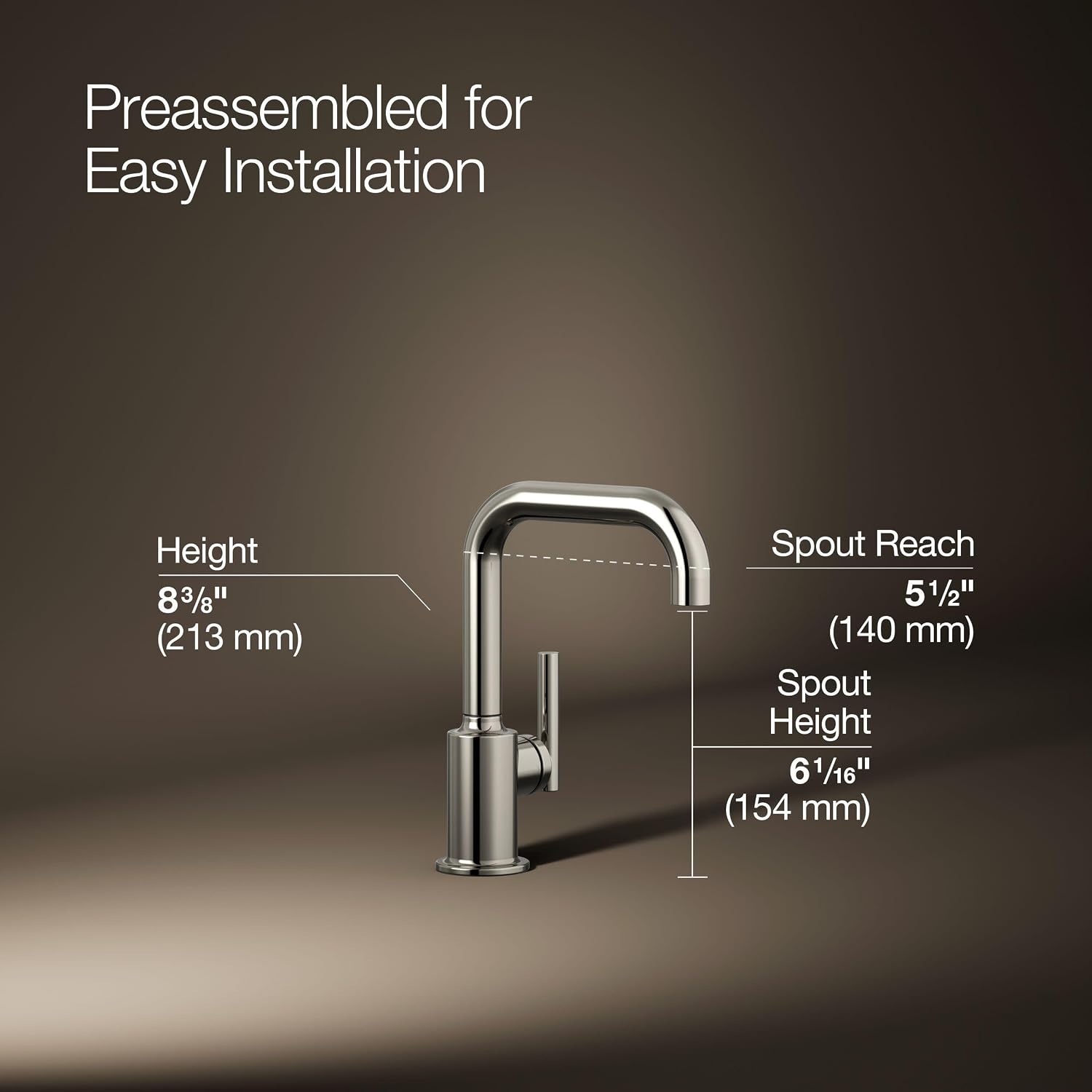 Kohler K-24077-SN Purist Beverage Faucet, Polished Nickel