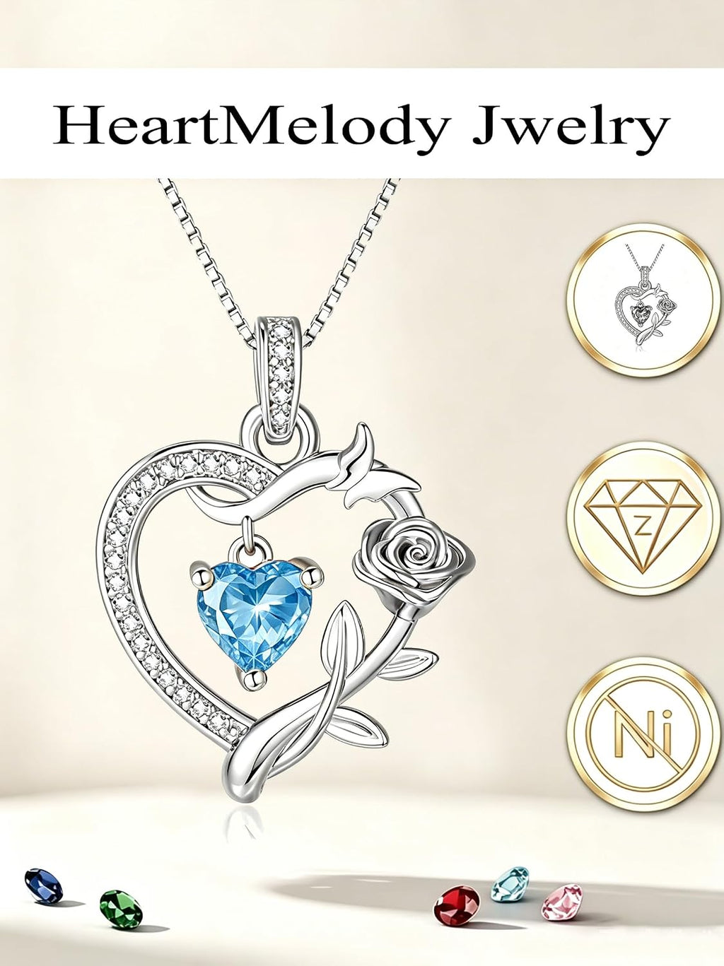 HeartMelody Heart Necklaces for Women Gold,14k 18K White Gold Plated Dainty Rose Butterfly Necklace with Garnet Birthstone Pendant Necklace Everyday Jewelry Birthday Christmas Gifts for Women Mom Her