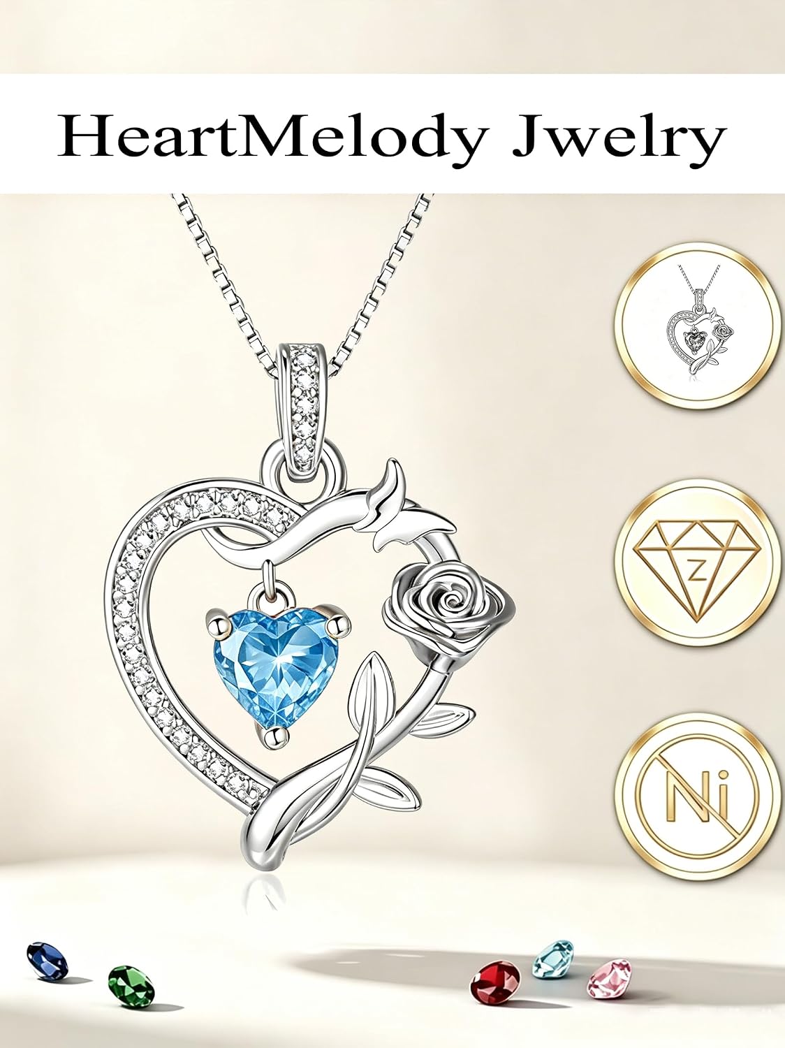 HeartMelody Heart Necklaces for Women Gold,14k 18K White Gold Plated Dainty Rose Butterfly Necklace with Garnet Birthstone Pendant Necklace Everyday Jewelry Birthday Christmas Gifts for Women Mom Her