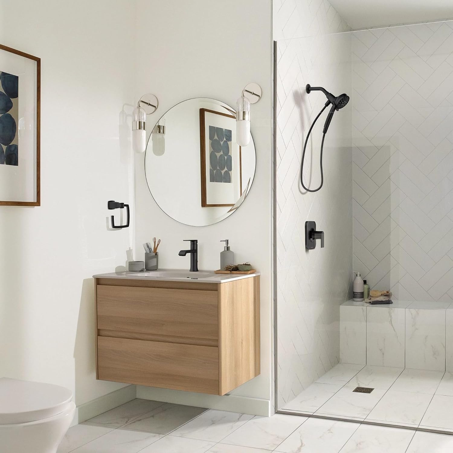 Moen Genta LX Matte Black Pressure Balancing Modern Shower Lever Handle, Posi-Temp Valve Required, T2471BL (Pack of 3)