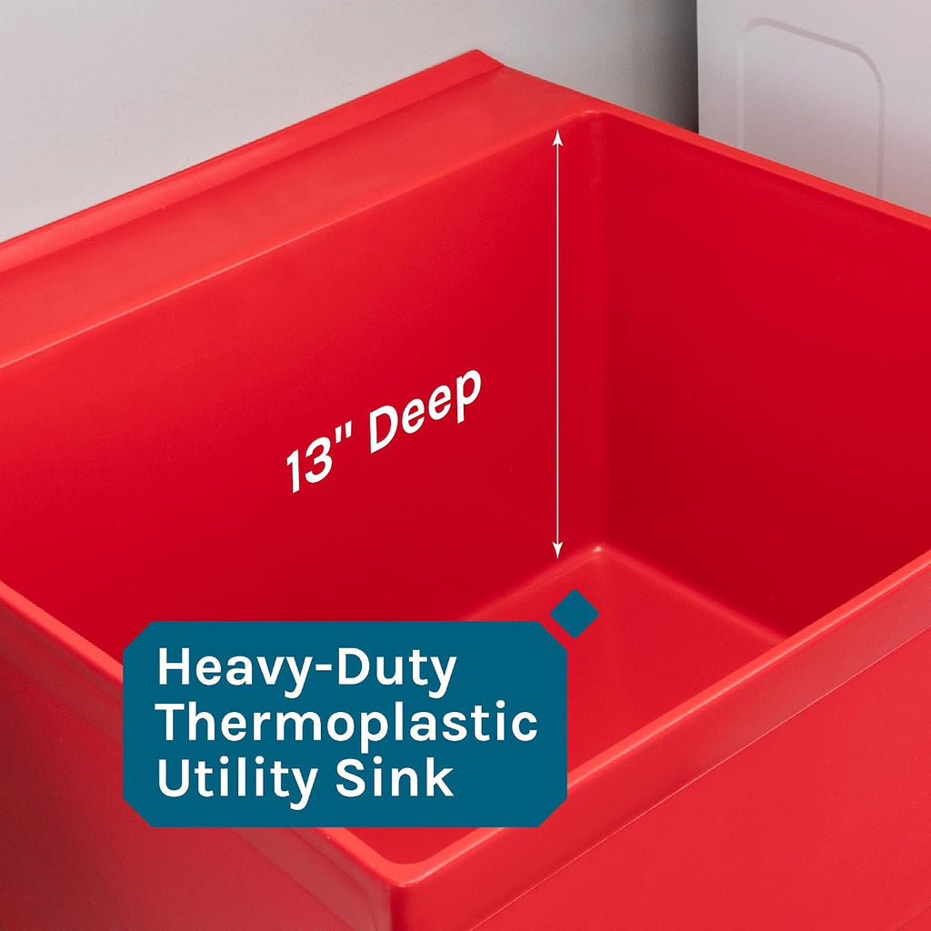 19 Gallon Utility Sink Laundry Tub by JS Jackson Supplies with Adjustable Metal Legs, Ideal for Laundry room, Basement, or Garage Workshop. Heavy Duty Shop Sink. No Faucet Included