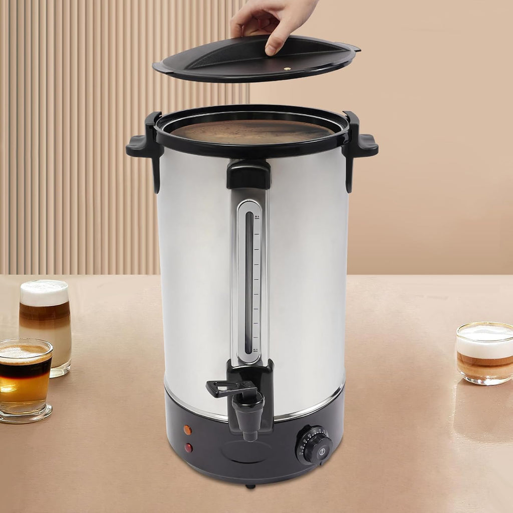 7.4 Gallon Commercial Electric Hot Water Boiler and Dispenser, Stainless Steel Interior Countertop Warmer with 86-248℉ Adjustable Temp for Coffee Tea -Black