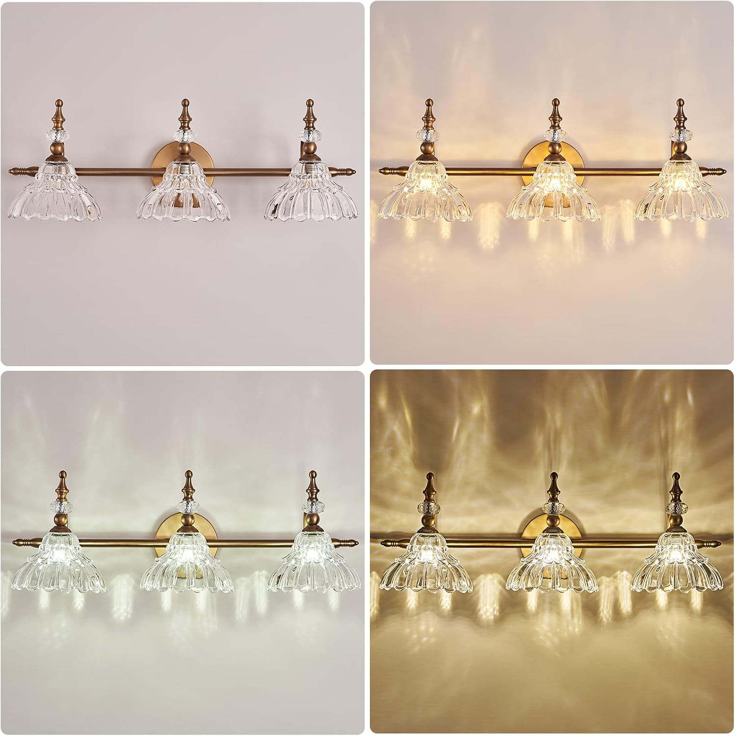 HDDFL Bathroom Vanity Lights Bathroom Lighting Fixtures Over Mirror Matte Brass 3 Lights Vanity Lighting Fixture Modern Wall Sconces for Bedroom Dressing Room Living Room