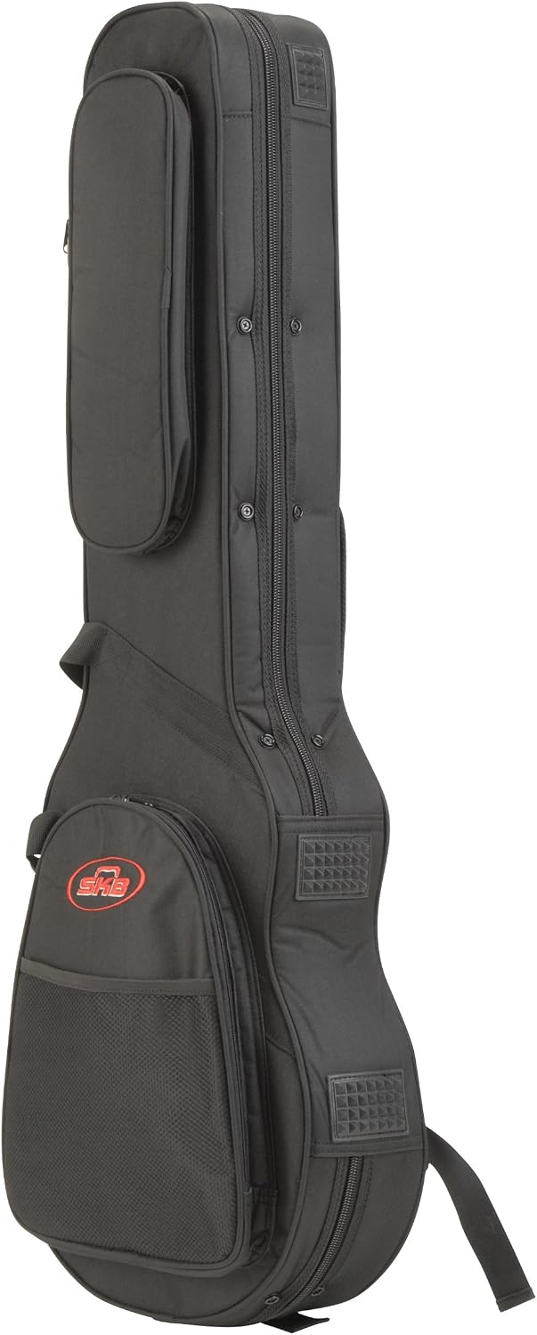 SKB Les Paul Style Electric Guitar Soft Case, Black – Lightweight Construction with 2 Zippered Pouches and Foam Inserts for Protection