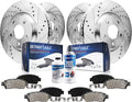 Detroit Axle - Brake Kit for 2018-2022 Mini Cooper Countryman, Drilled and Slotted Disc Brake Rotors Ceramic Brakes Pads 2019 2020 2021 Replacement : 12.09' inch Front and 11.81' inch Rear Rotor