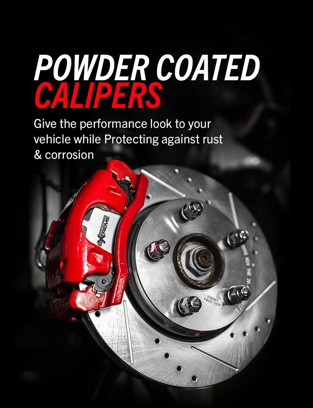 PowerStop Front Brake & Caliper Kit for Ford F-150 1999-03 | Ford F-150 Heritage 2004 - Drilled & Slotted Disc Rotors + Z36 Brake Pads + Red-Powder Coated Calipers, KC1866A-36