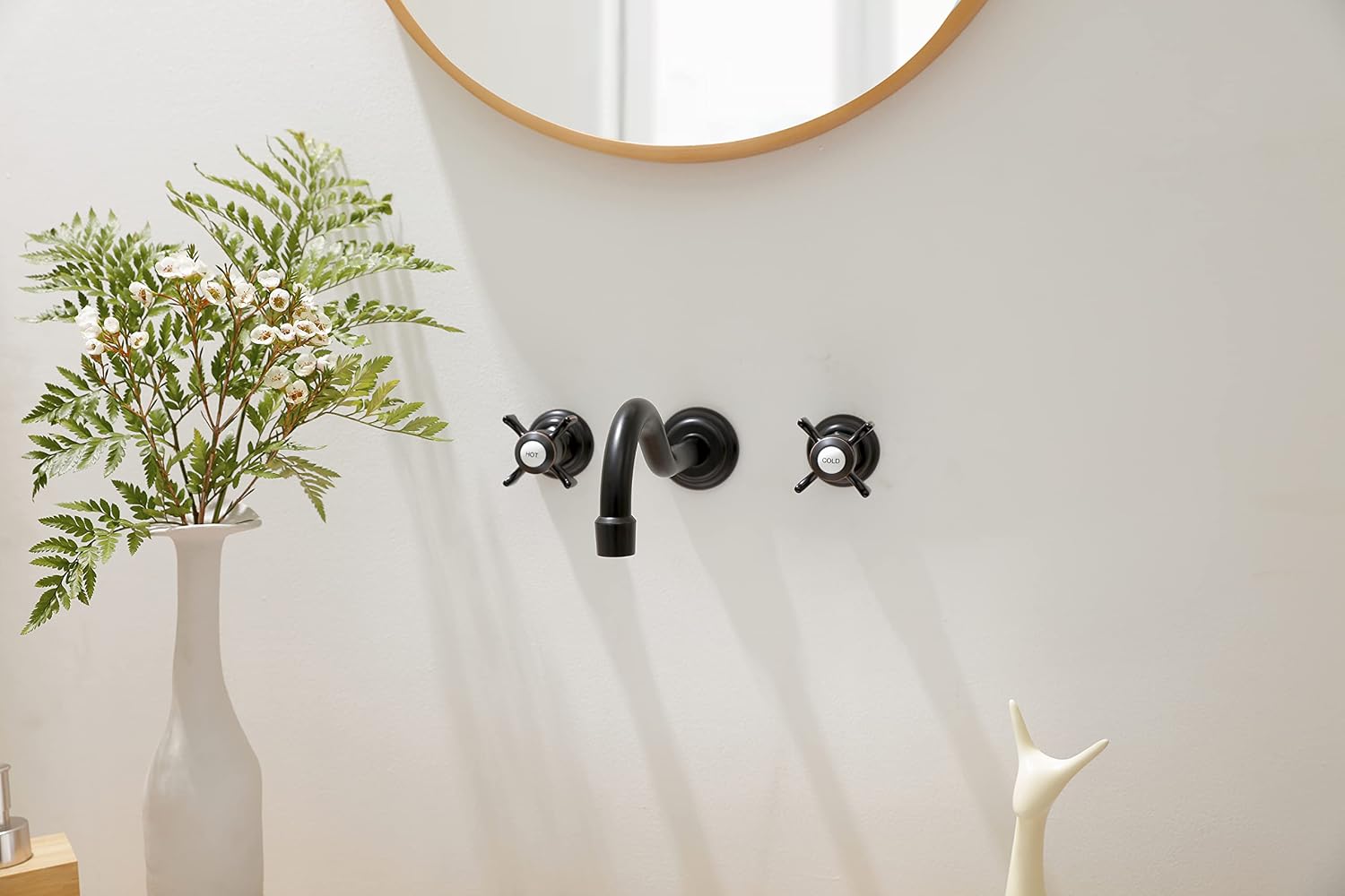 SITGES Antique Wall Faucet,Two Handle Bathroom Sink Wall Mount Faucet with Rough in Valve Included,Oil Rubbed Bronze