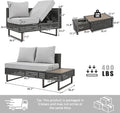 Boho Patio Furniture Set with Small Outdoor Table, Patio Bar Set w/ Sillas para Balcon, Sillas para Patio Exterior, Adjustable Backrest, Ice Bucket Table, All-Weather Wicker (Grey+Brown+Yellow)