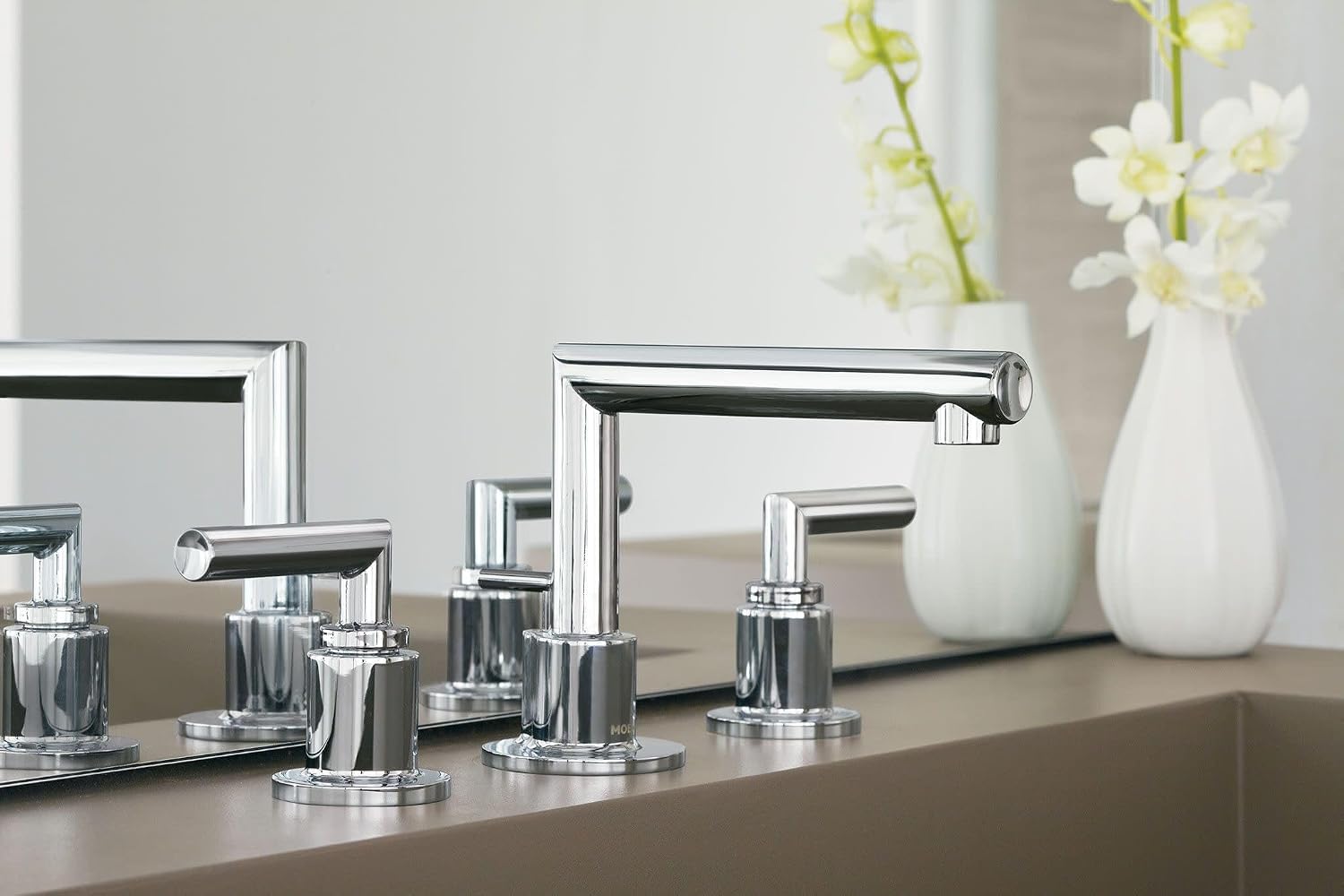 Moen TS43002BN Arris Two-Handle Modern 8 in. Widespread Bathroom Faucet Trim Kit, Valve Required, Brushed Nickel
